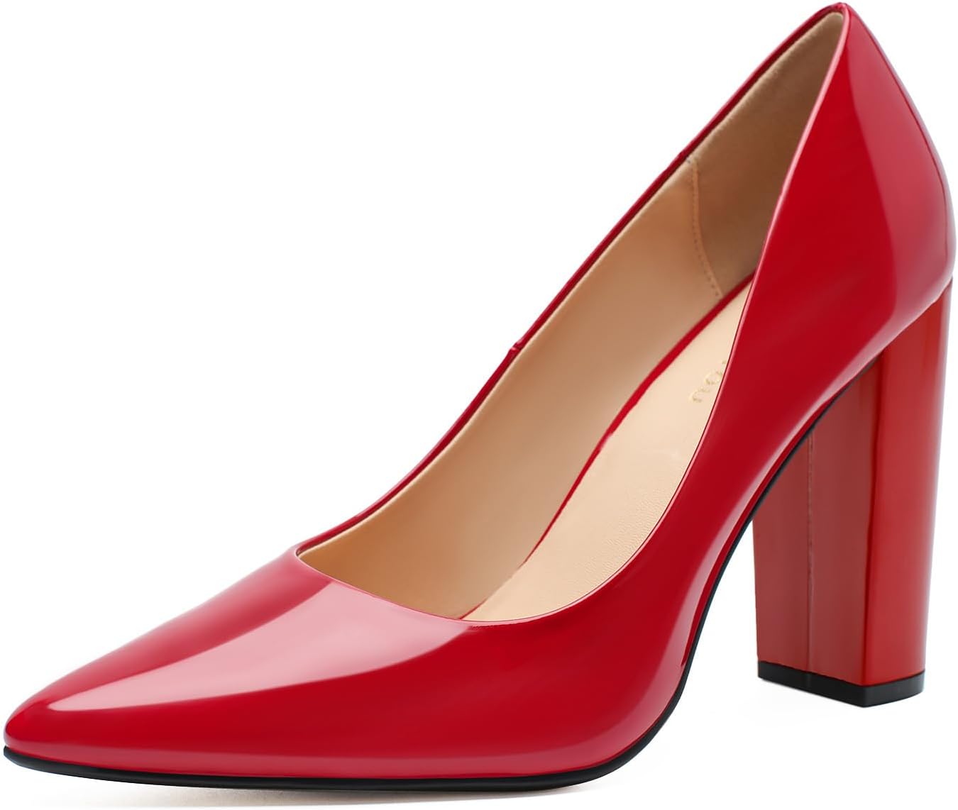 

Унисекс, женские и мужские туфли на высоком каблуке с острым носком и массивным блочным каблуком, удобная обувь для торжественных случаев Haozhaotou, красный
