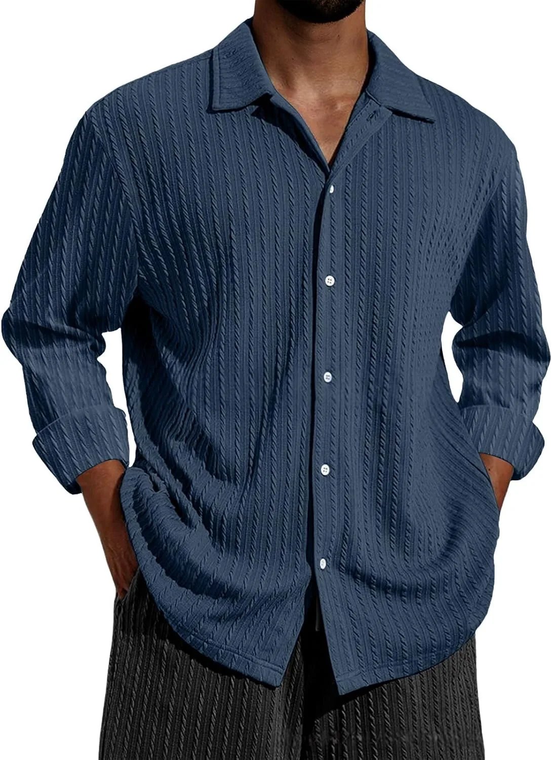 

CRNTCEM мужская рубашка с пуговицами, Long Sleeve, Loose Fit