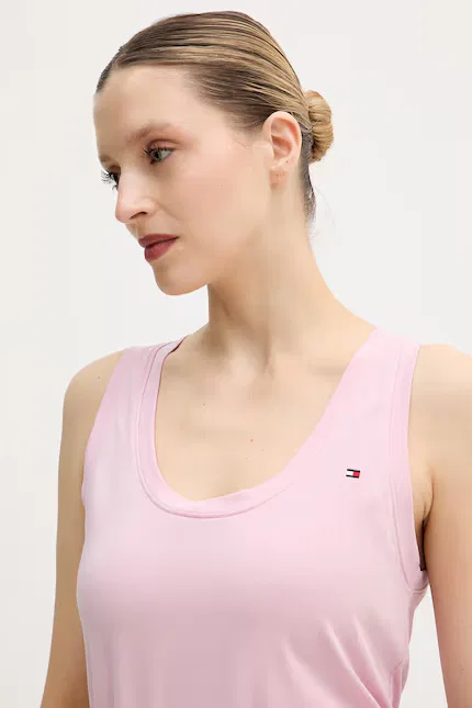 Топ без рукавов хлопковый Tommy Hilfiger, розовый — фото 4