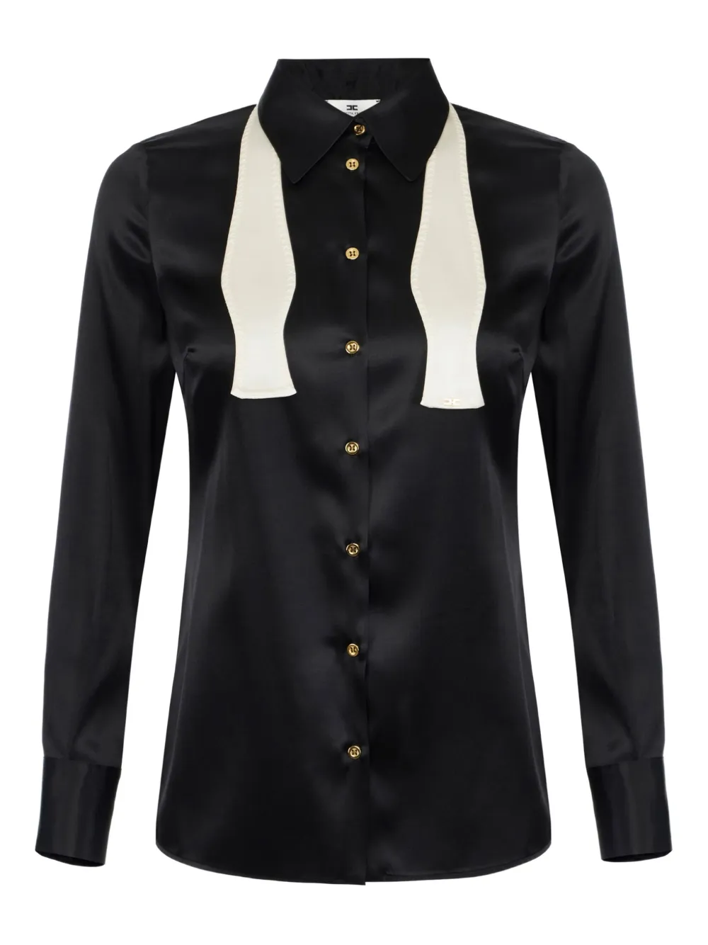 

Атласная рубашка с бантом Elisabetta Franchi, черный