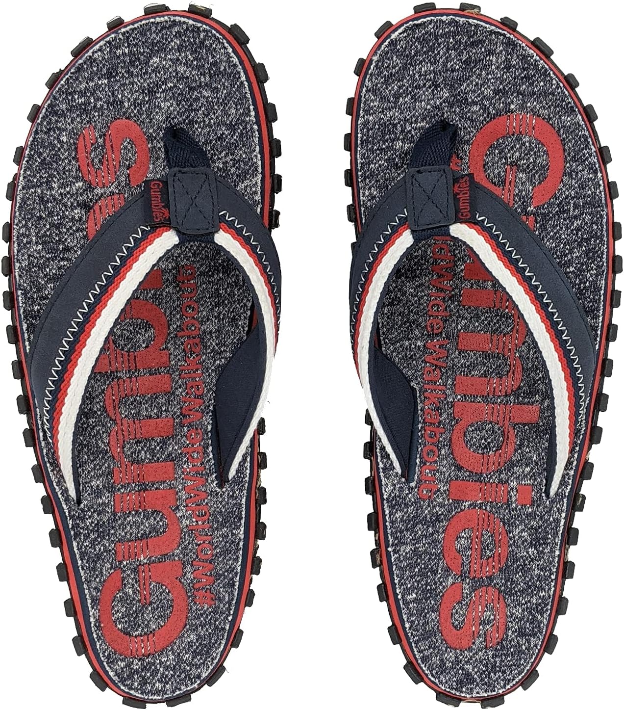 Сланцы унисекс Gumbies Cairns с гипер-мягким хлопковым перемычкой между пальцами, текстильной стелькой и подошвой из переработанной резины - гарантированный комфорт, красный — фото 2