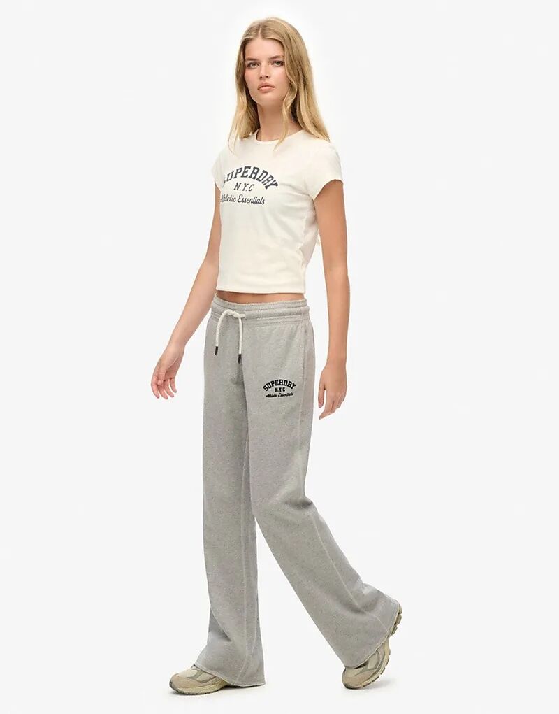 Расклешенные спортивные брюки Superdry Athletic с вышивкой в ​​цвете «ледниково-серый меланж» — фото 3