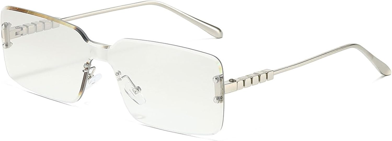 

Квадратные солнцезащитные очки без оправы. Простой квадратный дизайн. Защита от УФ-излучения UV400. Подходят для сочетания с одеждой, отдыха и путешествий Zxarunas us, Silver+transparent