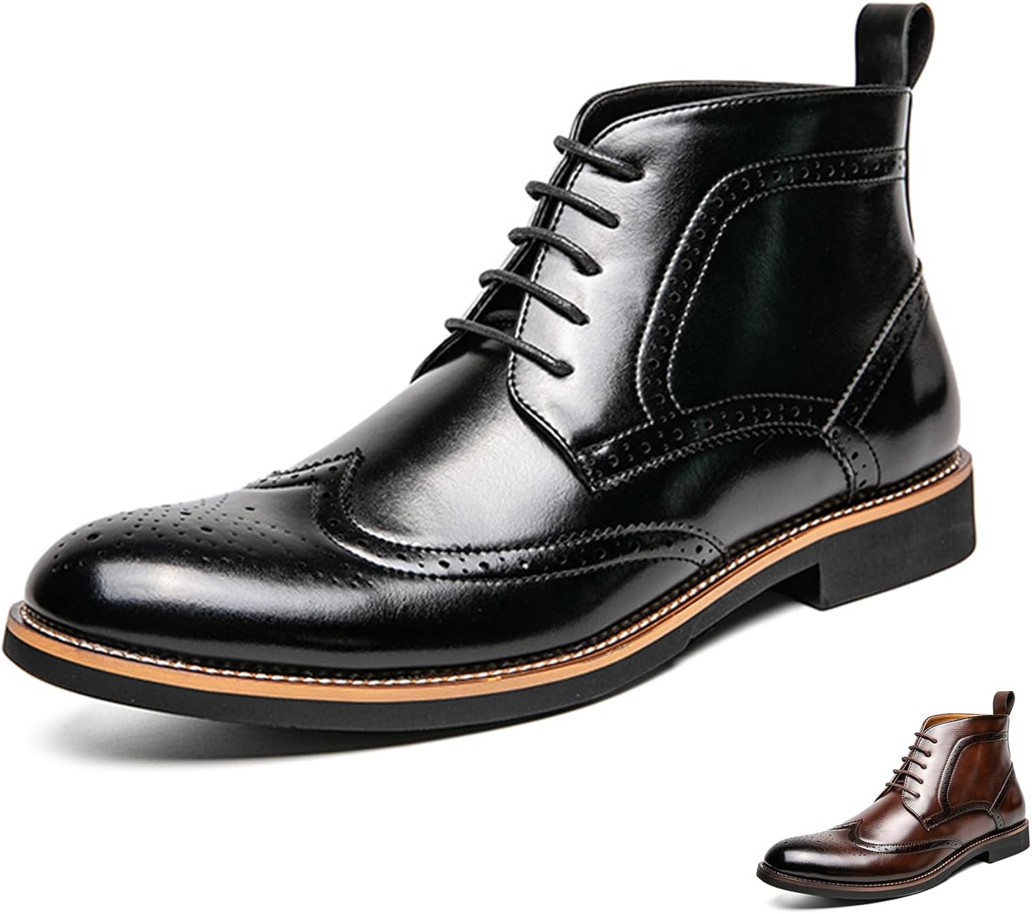 

Мужские кожаные ботинки GLBDU Wingtip с вырезами и шнуровкой Челси, модные британского стиля, с заостренным носком, броги, оксфорды, повседневные, деловые, ботинки, черный