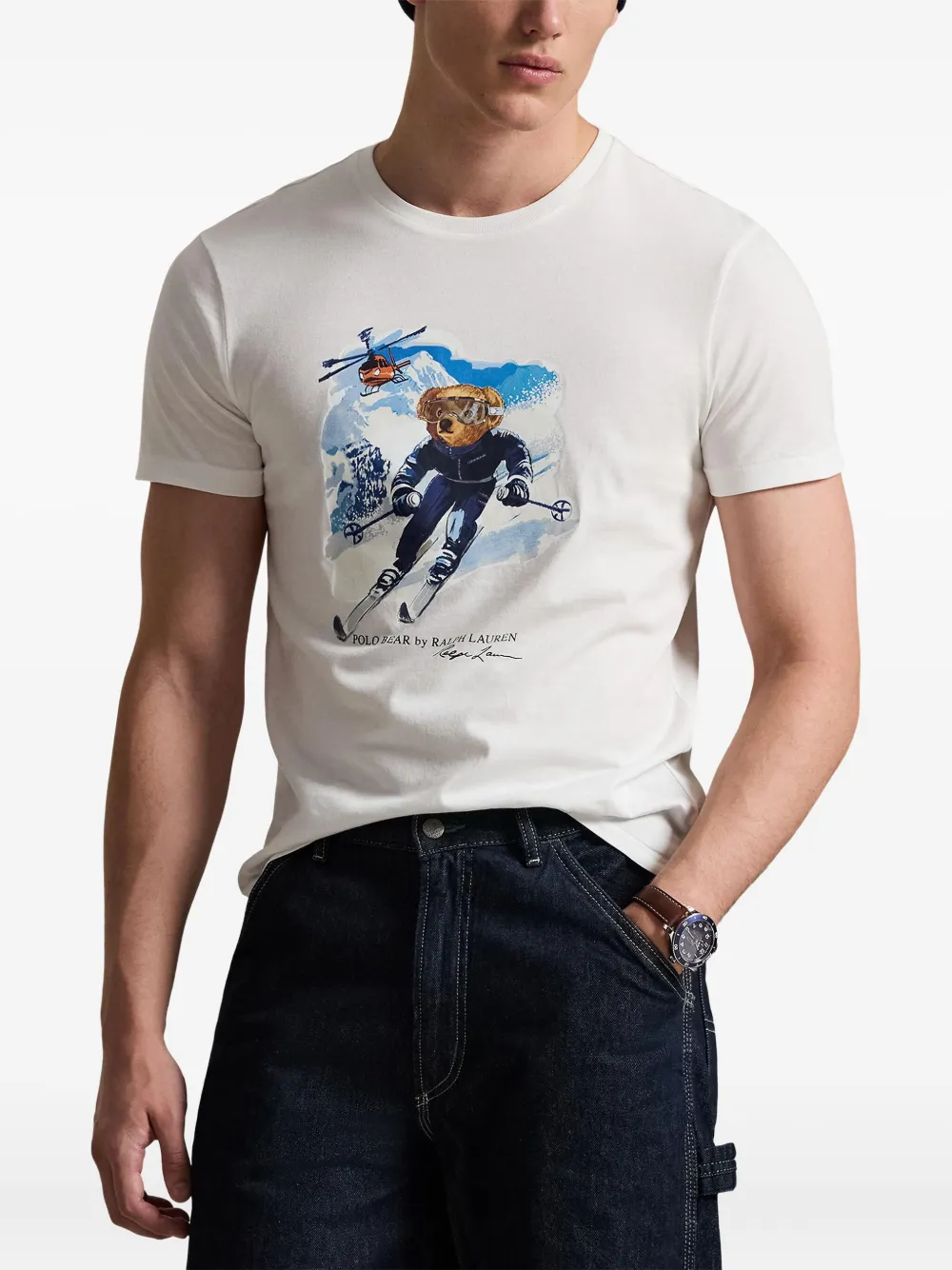 Футболка с графичным принтом Polo Ralph Lauren, белый — фото 3