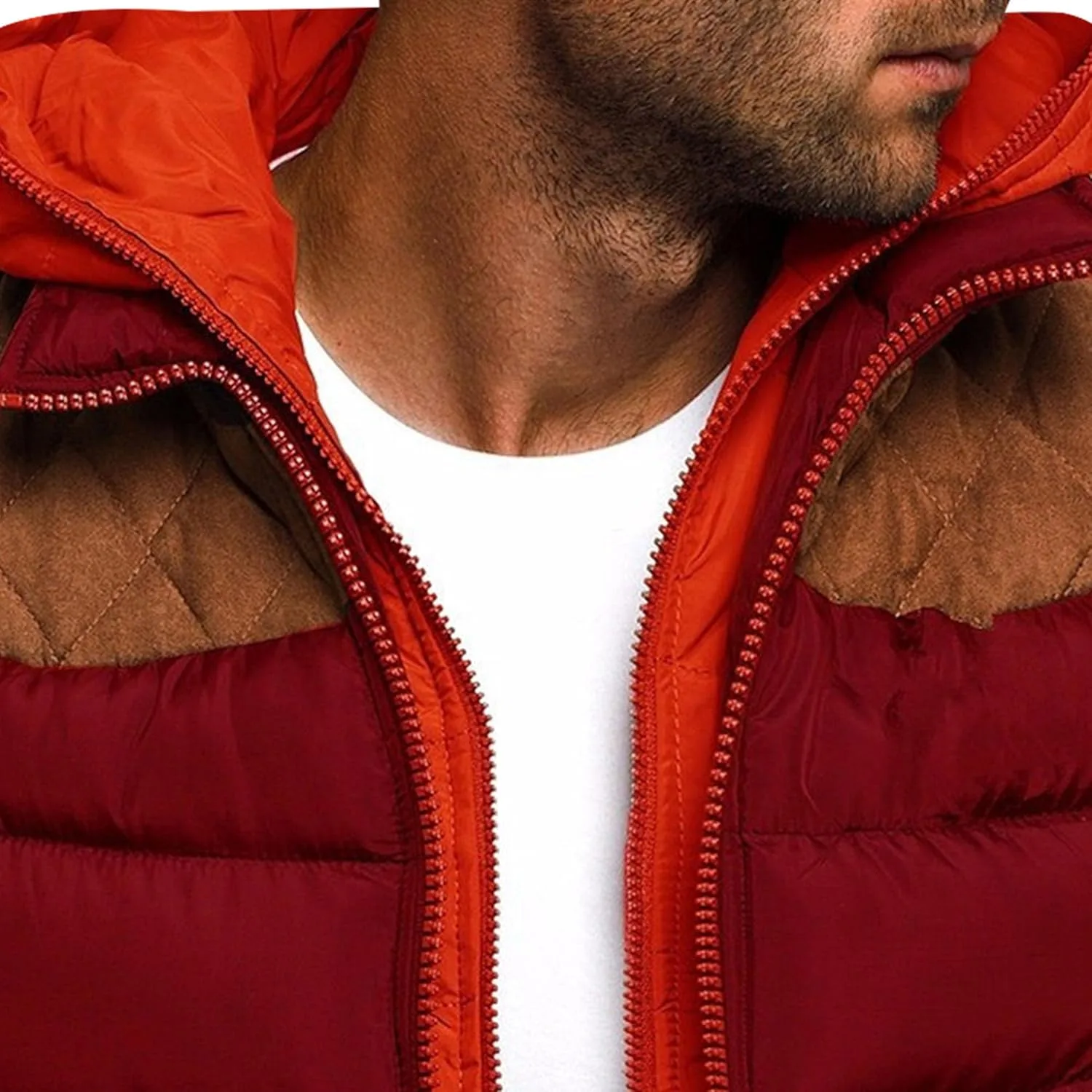 Мужская хлопковая пуховая жилетка Casual Puffer легкая безрукавка для активного отдыха Generic, Claret — фото 2