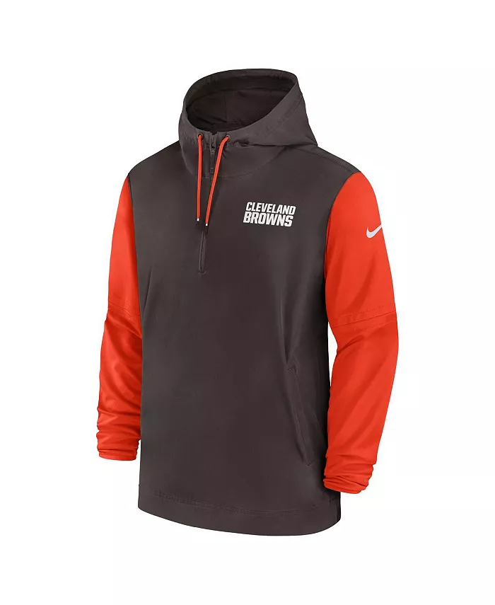 Мужская коричнево-оранжевая толстовка-полузип Cleveland Browns 2024/25 Sideline Pre-Game Player Nike — фото 2
