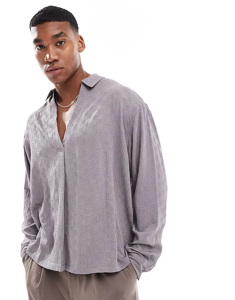 

Рубашка на голову в серой фактуре ASOS DESIGN