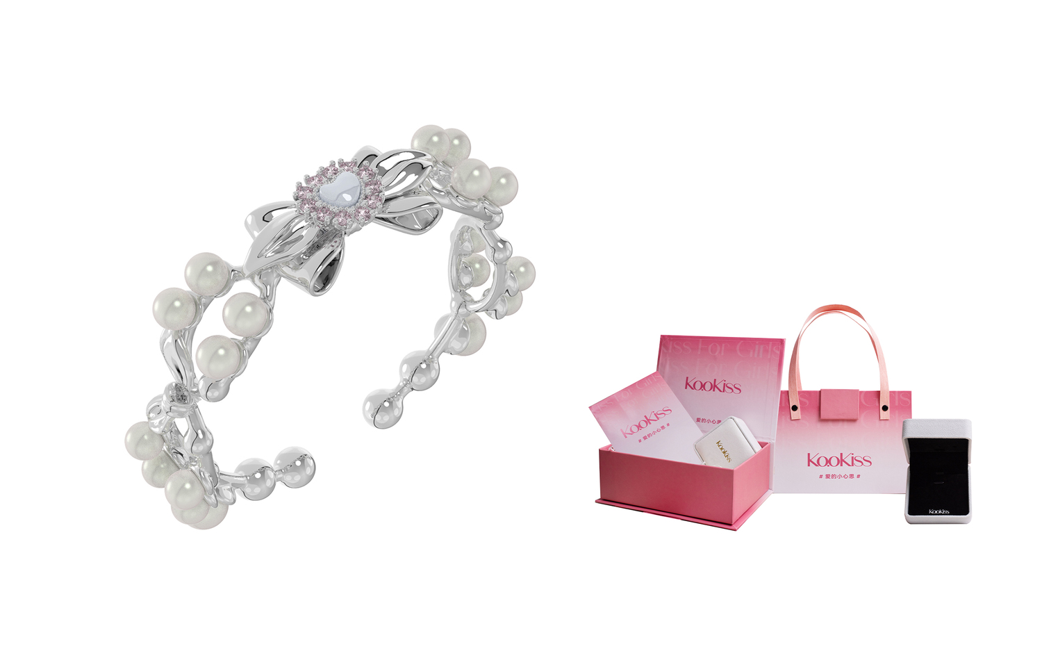 

Медный сплав кольцо для женщин KOOKISS, Silver+Heartfelt Signal Box