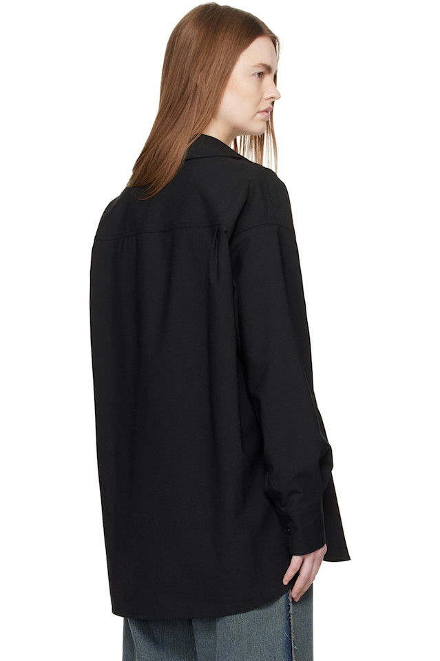 Рубашка из шерстяной смеси, сшитая по фигуре Mm6 Maison Margiela, черный — фото 3