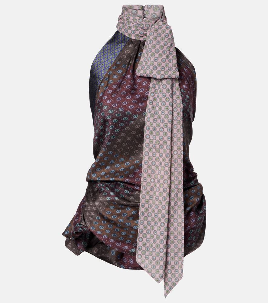 

Шелковый топ с принтом на запах Dries Van Noten, Burgundy