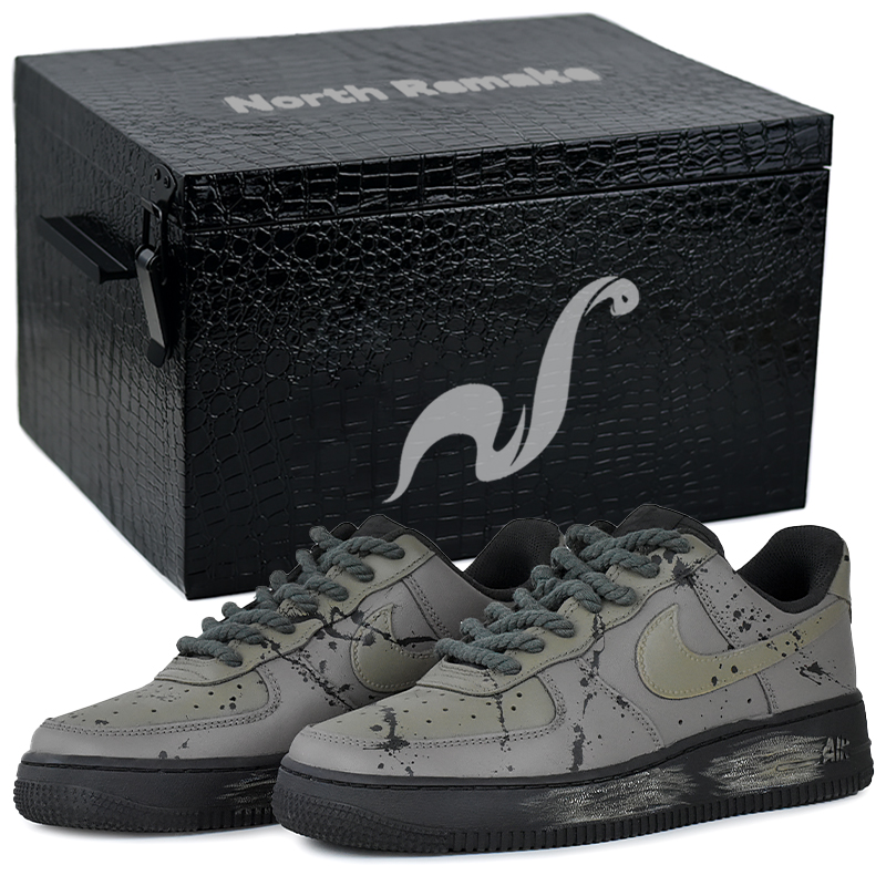 

Кроссовки Nike Air Force 1 Abrasion Resistant Low Top Skateboard Unisex серый Gray Domain Ink Splatter с подарочной коробкой размер 8, цвет Gray Domain Ink Splatter-Gift Box 8