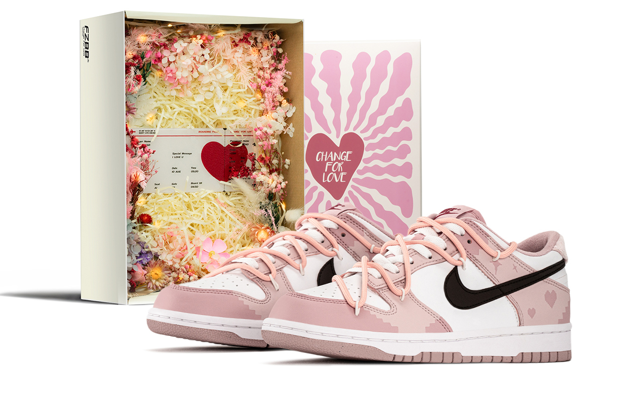 

Nike Кроссовки Dunk Pink Velvet Anti Slip Wear Resistant Low Top Kids' Skateboarding Shoes Pink White Teenagers