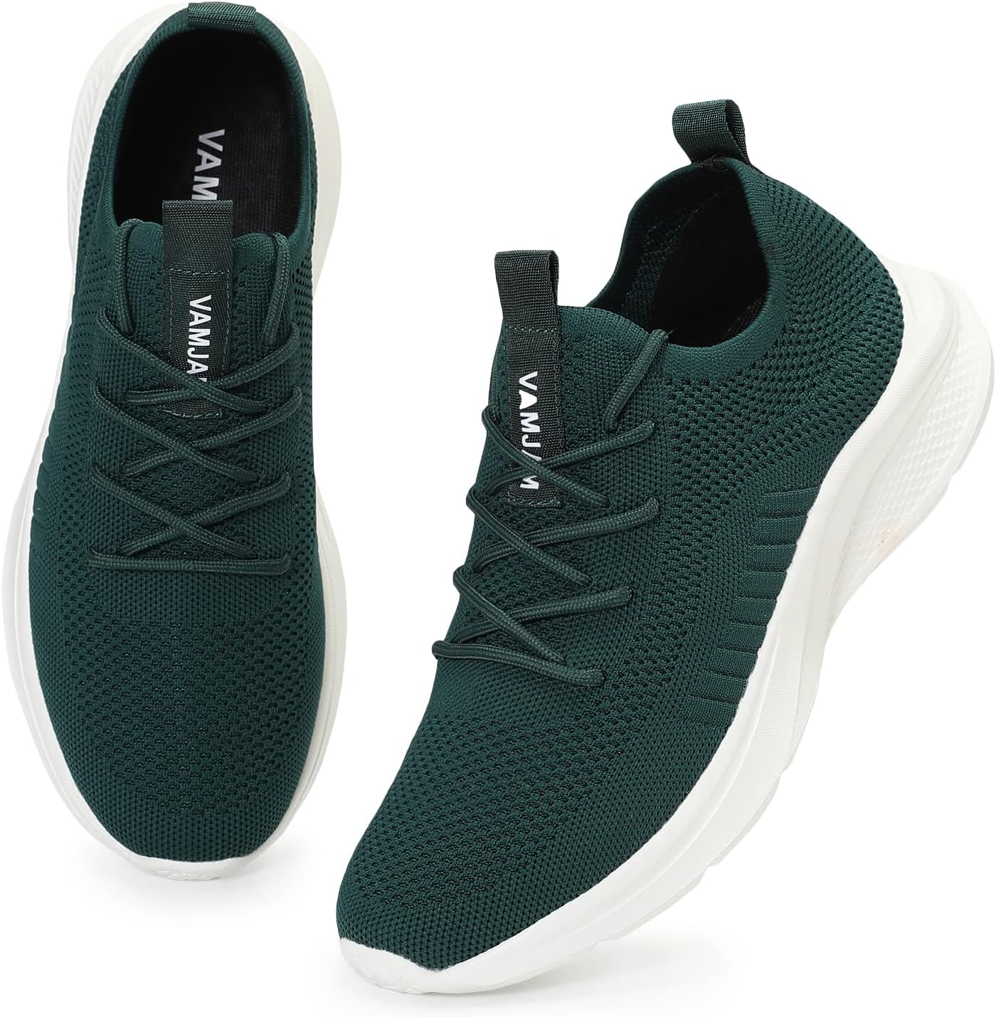 

Мужские кроссовки VAMJAM для бега - модные кеды, легкие и дышащие, с верхом из вязаной сетки, шнуровкой, для ходьбы, тренировок и повседневного спорта, темно-зеленый