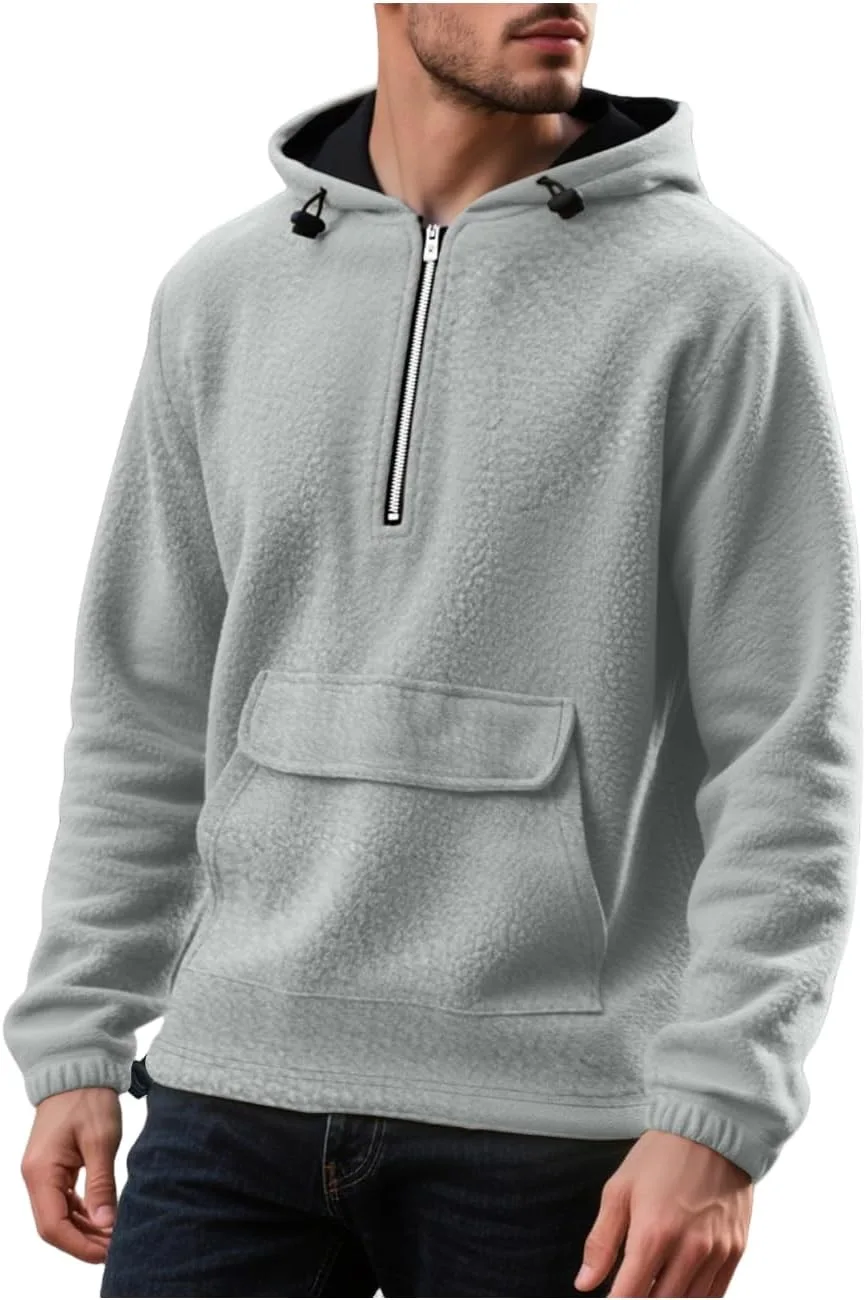 

Z-Mo мужская толстовка с полумолнией, флисовая с карманом-кенгуру