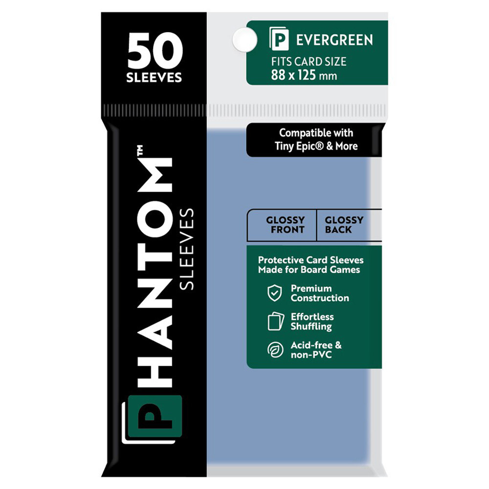 

Аксессуары Capstone Games Phantom Sleeves: Evergreen Size 88 x 125mm - Glossy/Glossy (50)