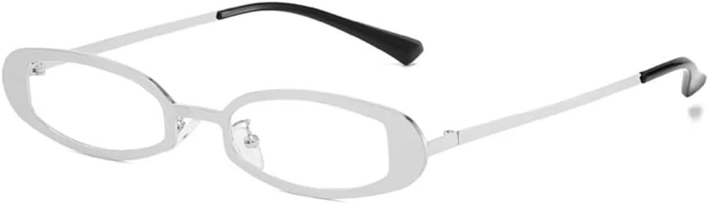 

Ретро-солнцезащитные очки овальной формы из металла для женщин и мужчин, защита от УФ-излучения UV400, ретро-панк, прозрачная оправа (серебристая) TVTBBVV, Silver Clear