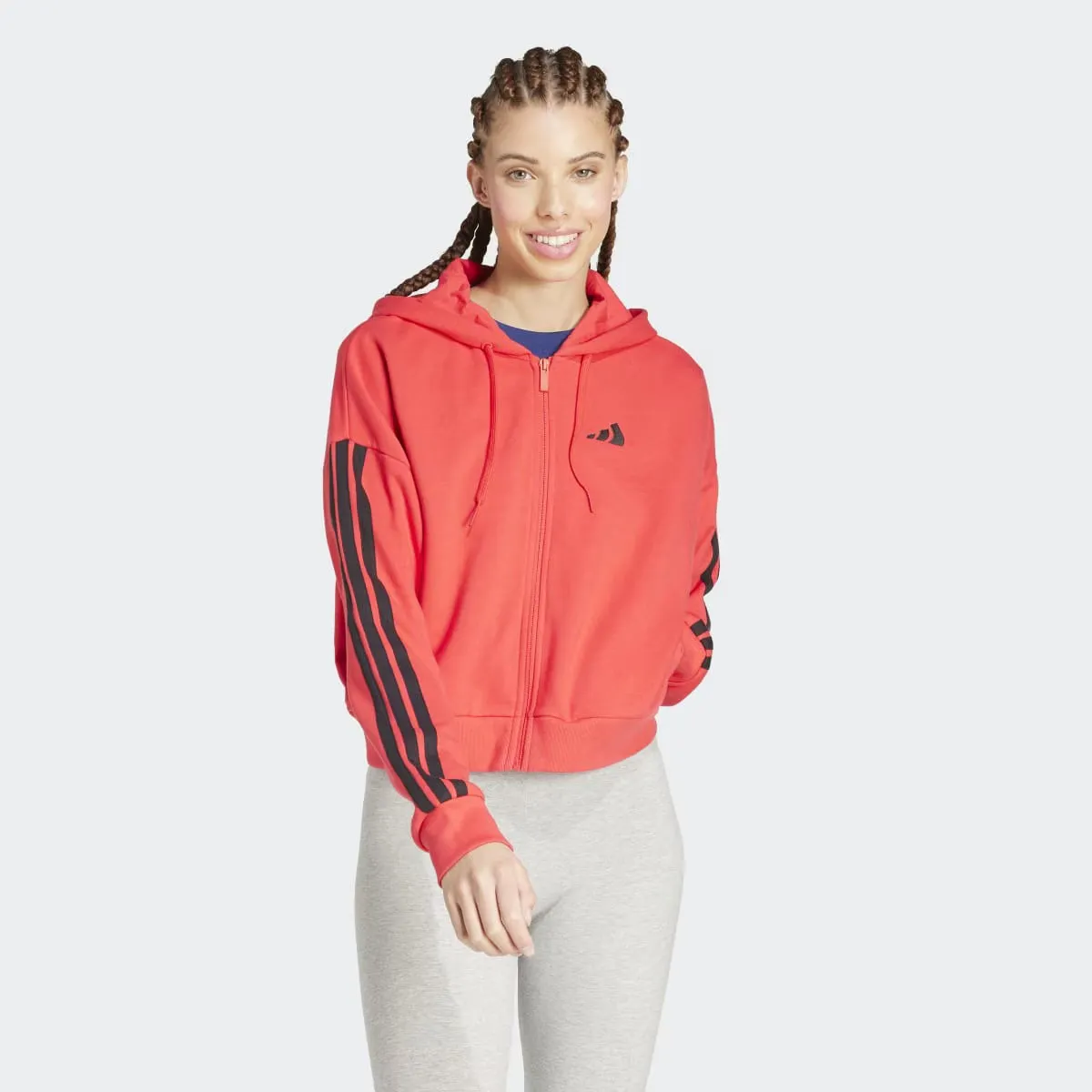 

Женская худи Essentials French Terry с тремя полосками Adidas, красный