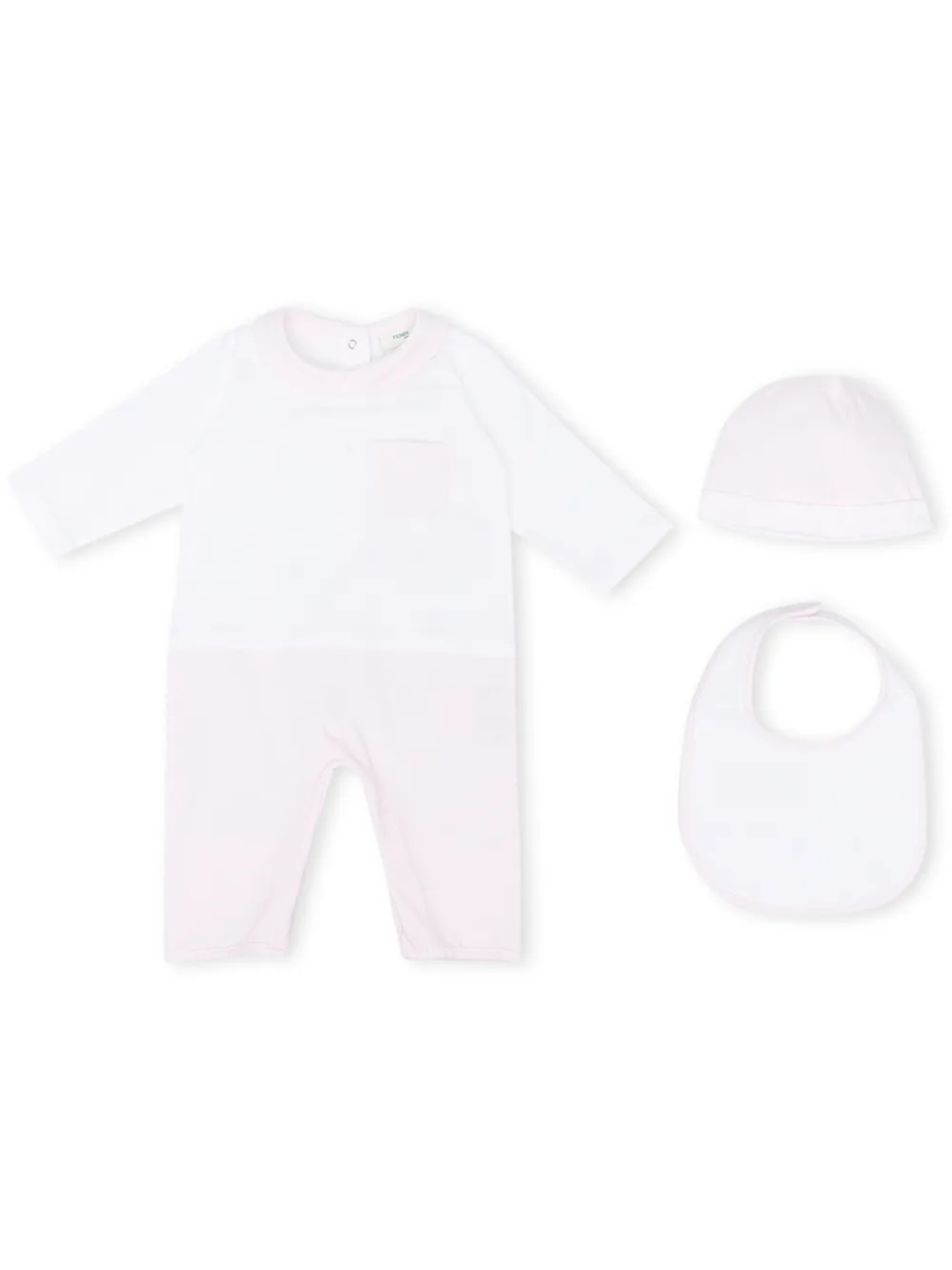 

Комплект из комбинезона, шапки и нагрудника Fendi Kids, розовый