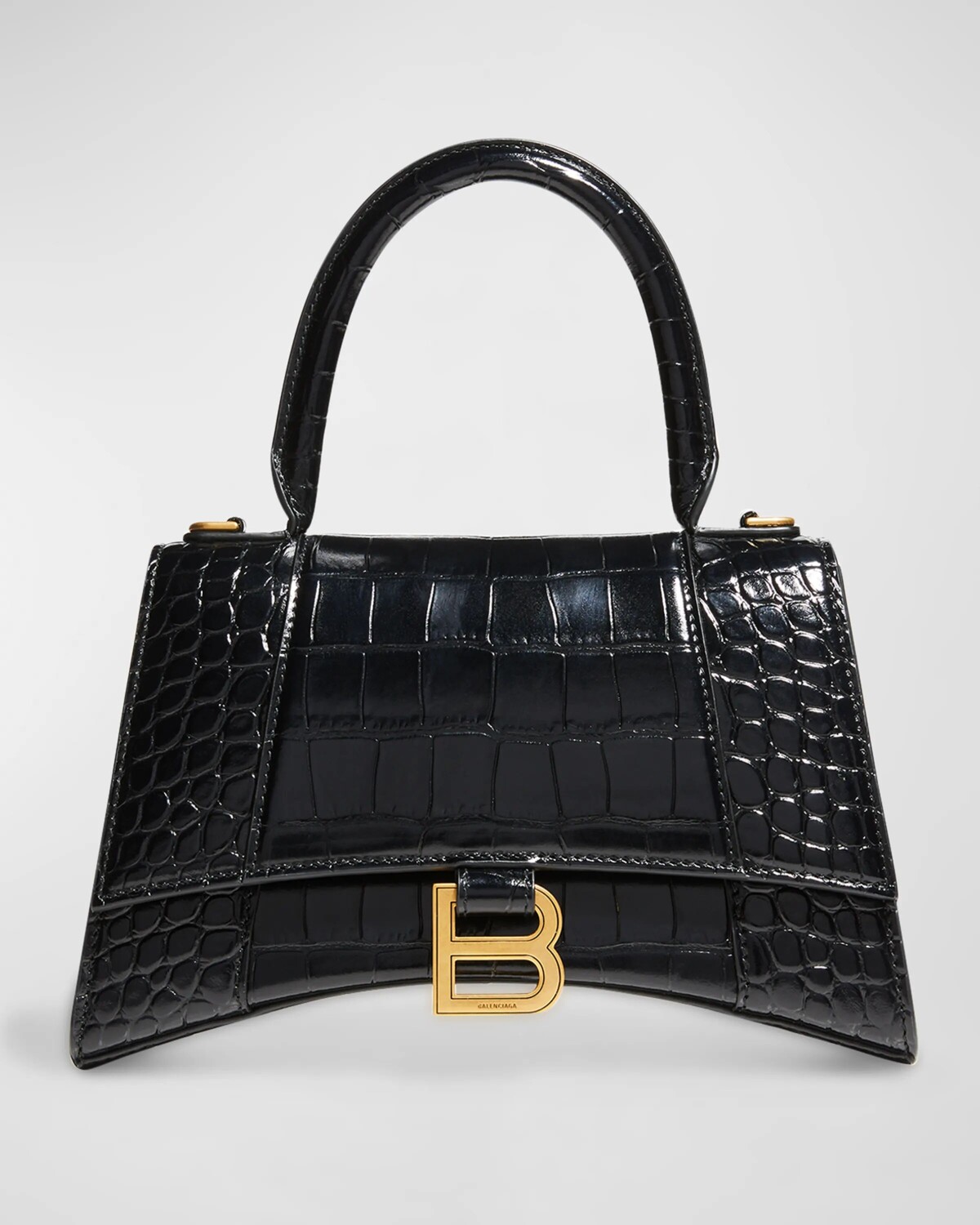 

Маленькая сумка с тиснением под крокодила Hourglass Balenciaga, цвет 1000 Black