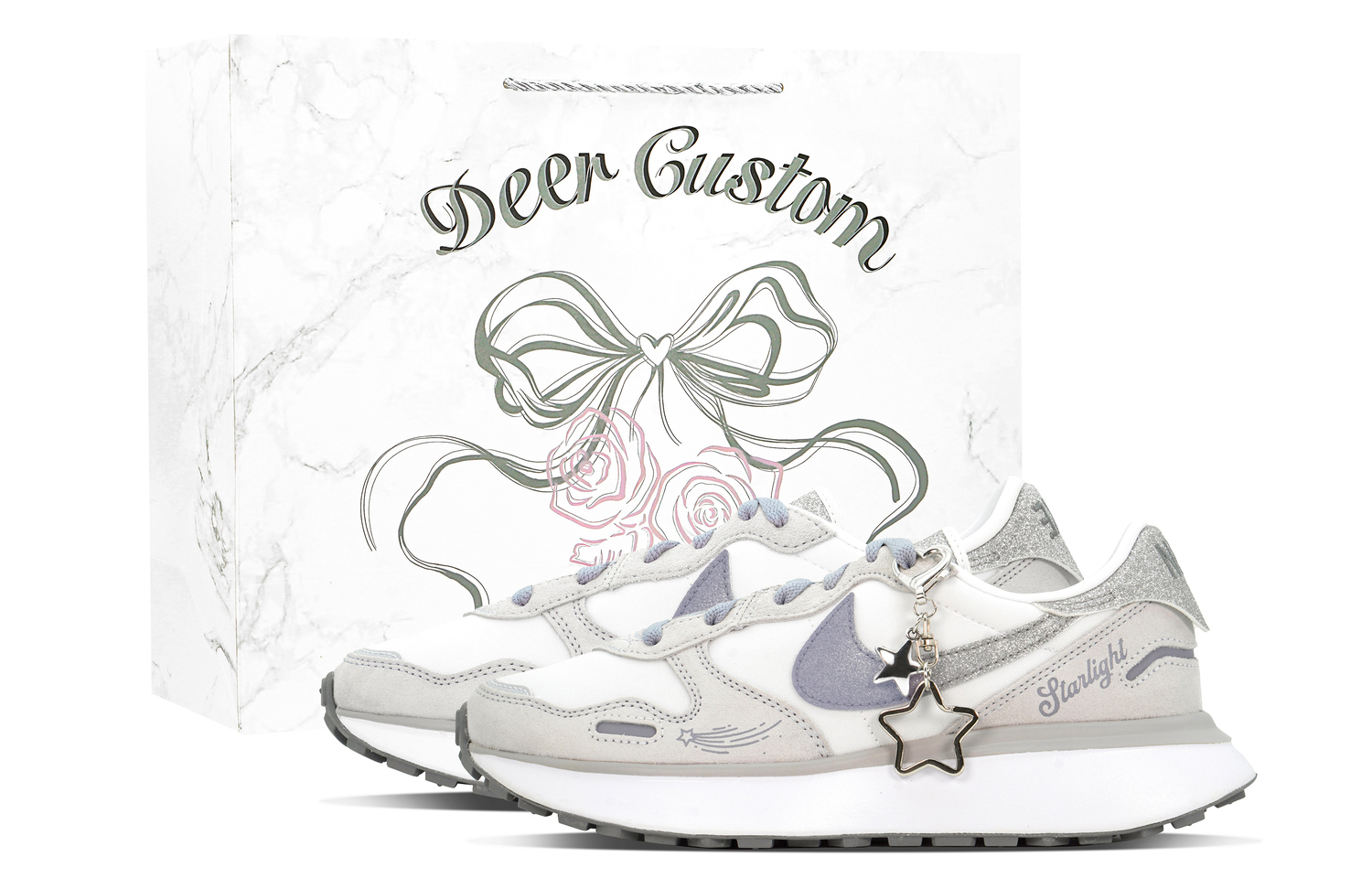 

Nike Женские кроссовки Phoenix Waffle Abrasion Resistant Low Top серый серебристый фиолетовый