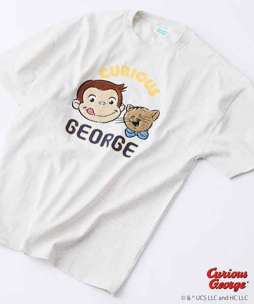 

LB/S Футболка унисекс свободного кроя со спущенными плечами Curious George, кремовая