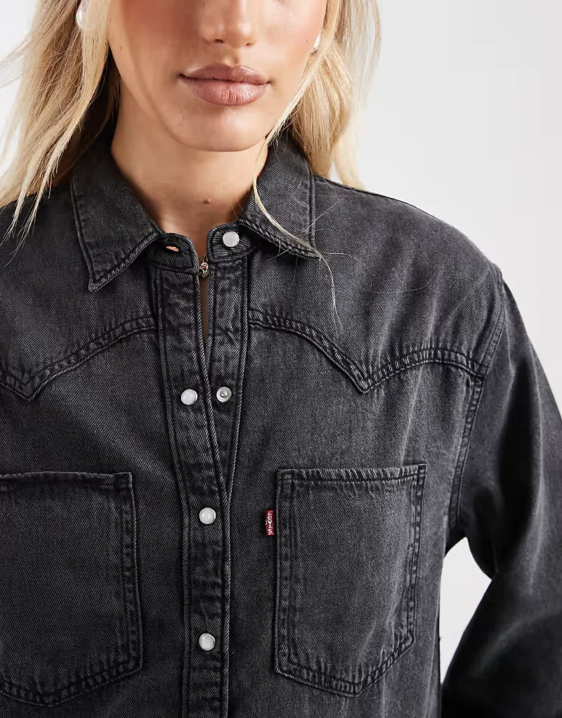 Черная джинсовая рубашка Levi's Teodora в стиле вестерн — фото 3