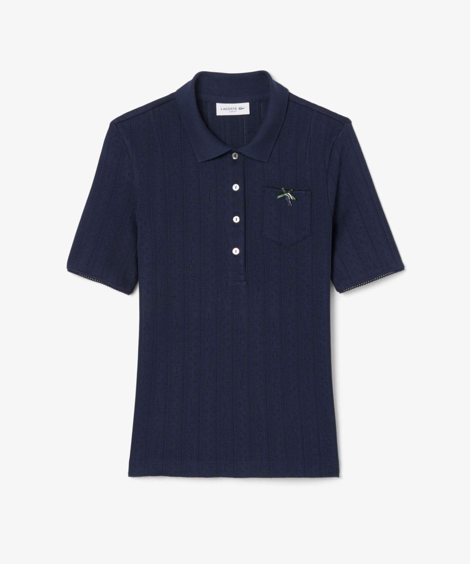 Поло Lacoste Navy с ажурной вязкой и кружевом — фото 4