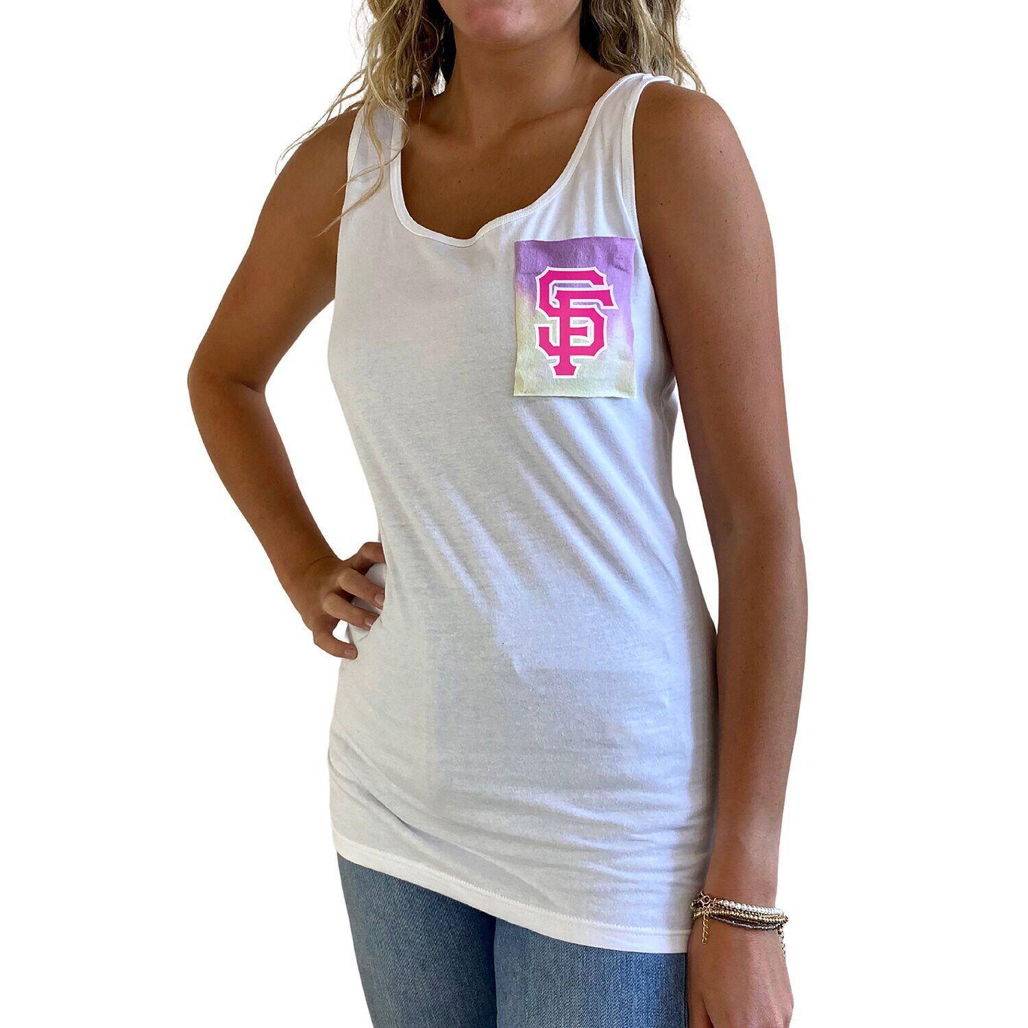 

Женская белая майка San Francisco Giants с принтом тай-дай Refried Apparel, Белый, Женская белая майка San Francisco Giants с принтом тай-дай Refried Apparel