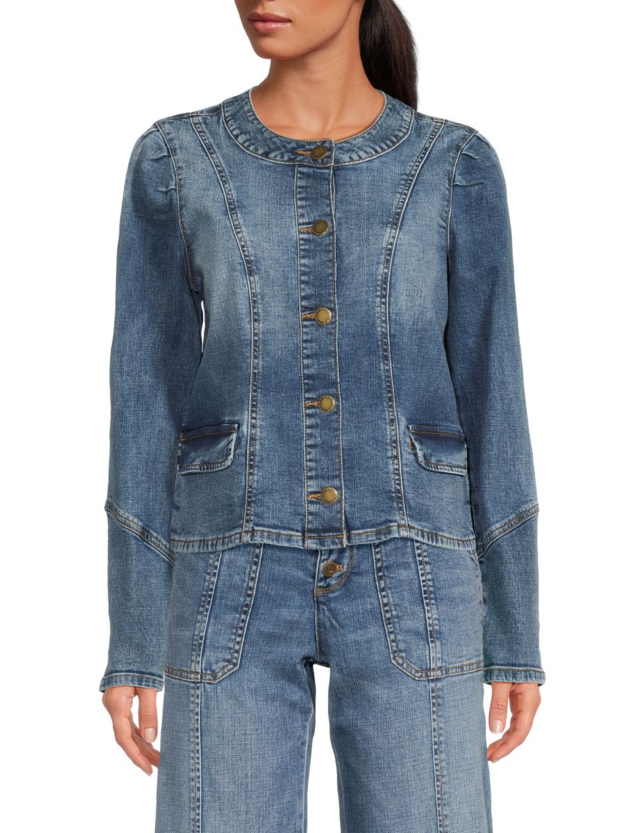 

Джинсовая куртка на пуговицах спереди Karl Lagerfeld Paris, цвет Coastal Blue, Синий, Джинсовая куртка на пуговицах спереди Karl Lagerfeld Paris, цвет Coastal Blue