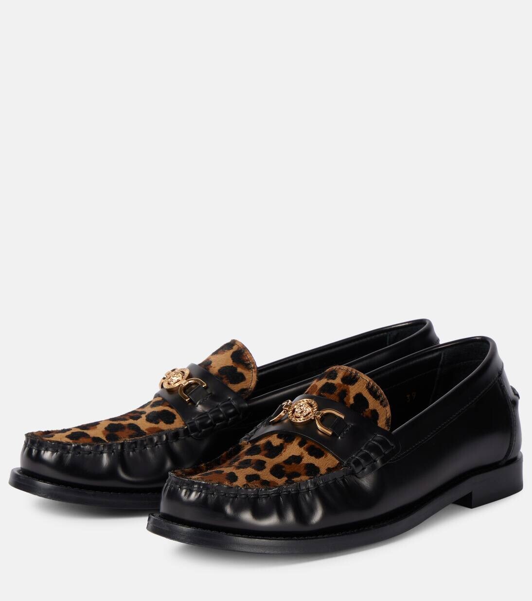 Леопардовые мокасины Medusa '95 Versace, цвет marrone maculato+nero-oro versace — фото 4