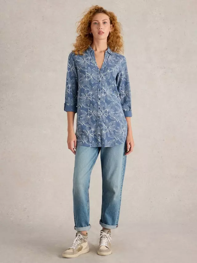 

Рубашка White Stuff Annie Longline, цвет blue/white