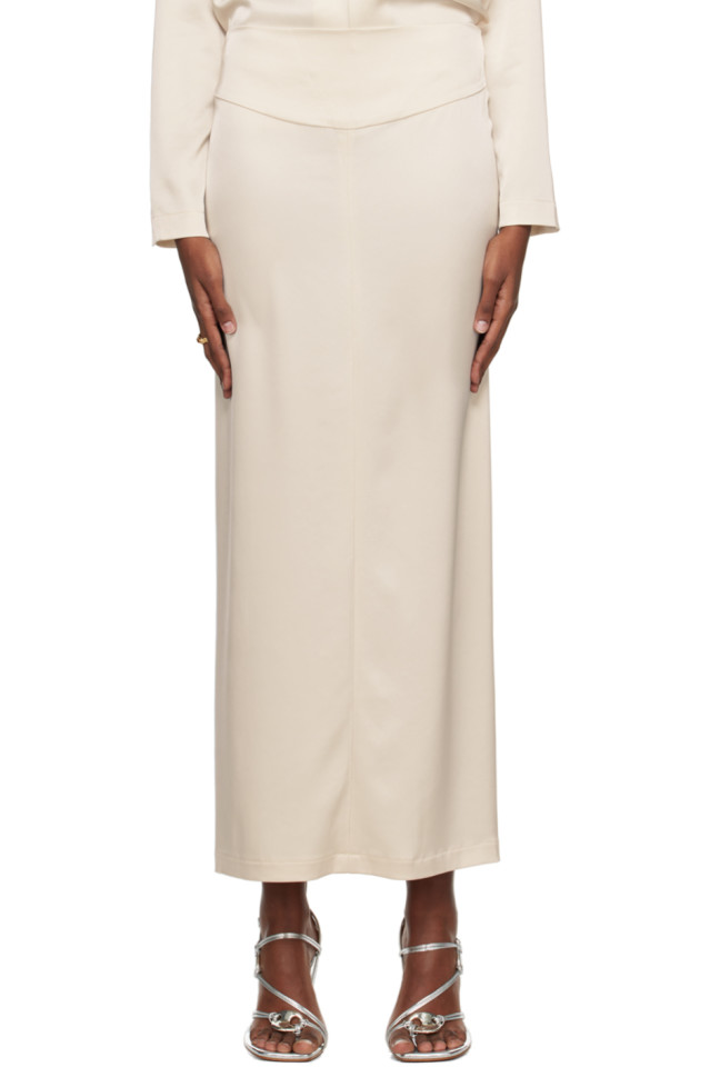 

Ssense Work Capsule – макси-юбка базового цвета off-white Paris Georgia, цвет pearl
