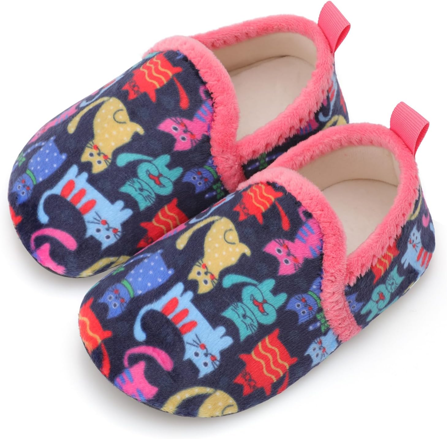 

Домашние тапочки для детей XIHALOOK для мальчиков и девочек с микрофлисовой подкладкой, уютные, с подошвой против скольжения, B Cat