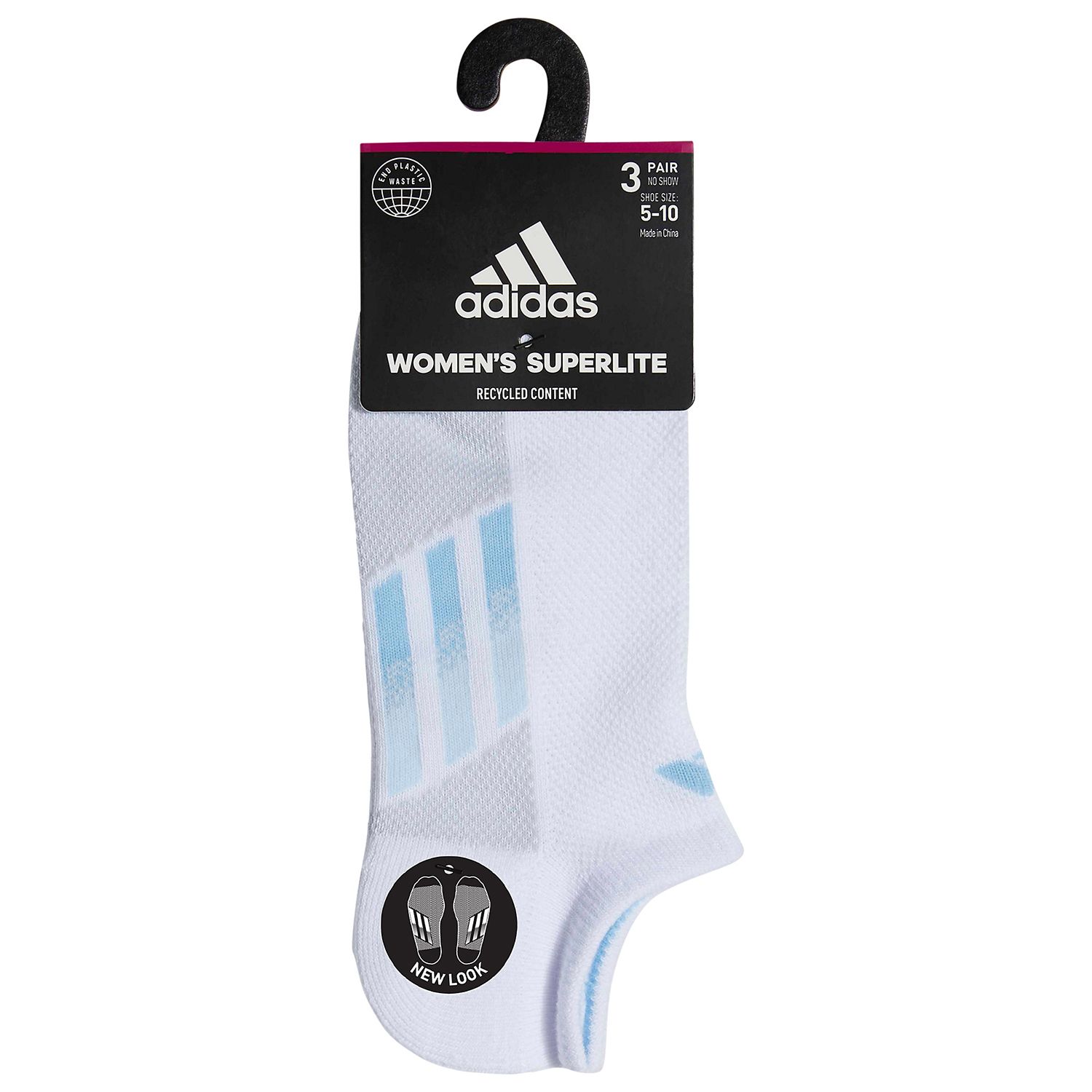 

Женские носки adidas Superlite Stripe No-Show, набор из 3 шт. adidas, белый