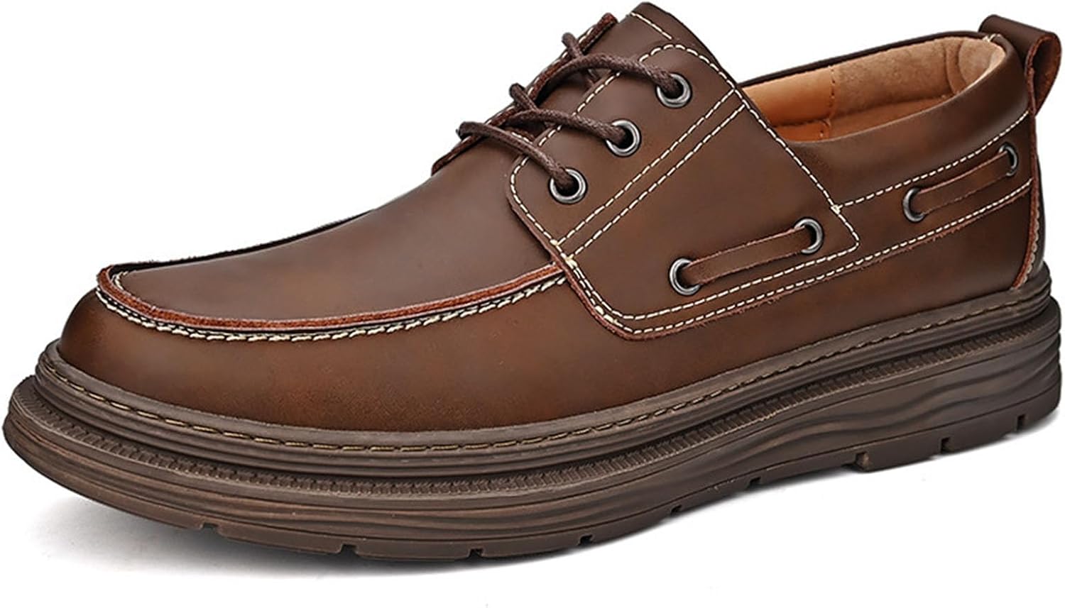 

Мужские ретро туфли Оксфорд из кожи с шнуровкой, мягкой подошвой, удобные, противоскользящие, повседневные с толстой подошвой, деловые Vannida, коричневый