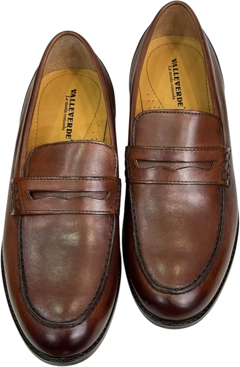 Туфли Valleverde Mokassins Herren 17902 Leder Schwarz oder Braun, Brown — фото 3