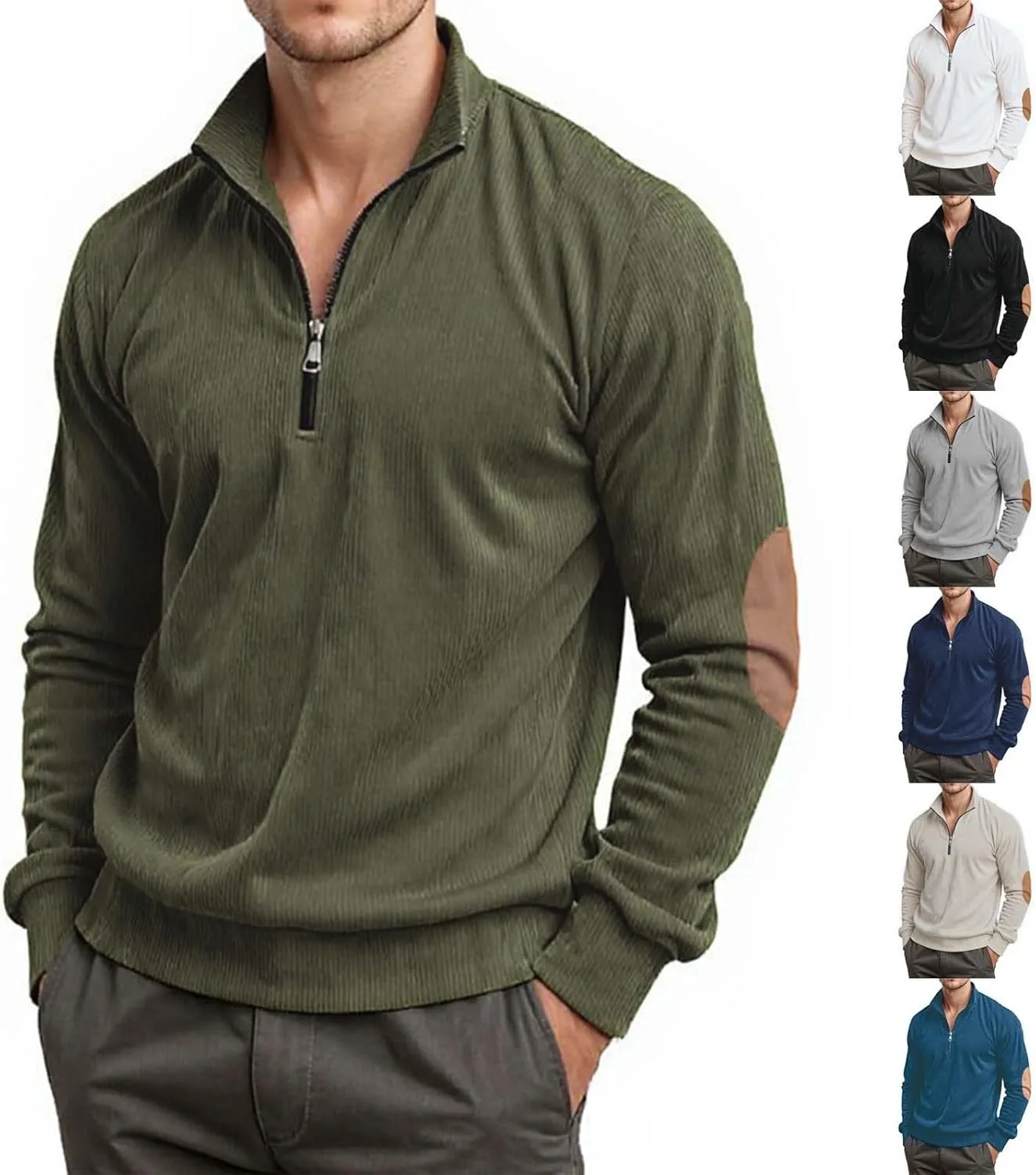 

Мужская поло с длинным рукавом и застежкой на четверть, Slim Fit, Corduroy