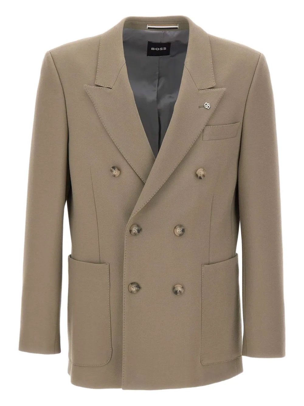 

Двубортный пиджак с лацканами "пик" Boss, коричневый