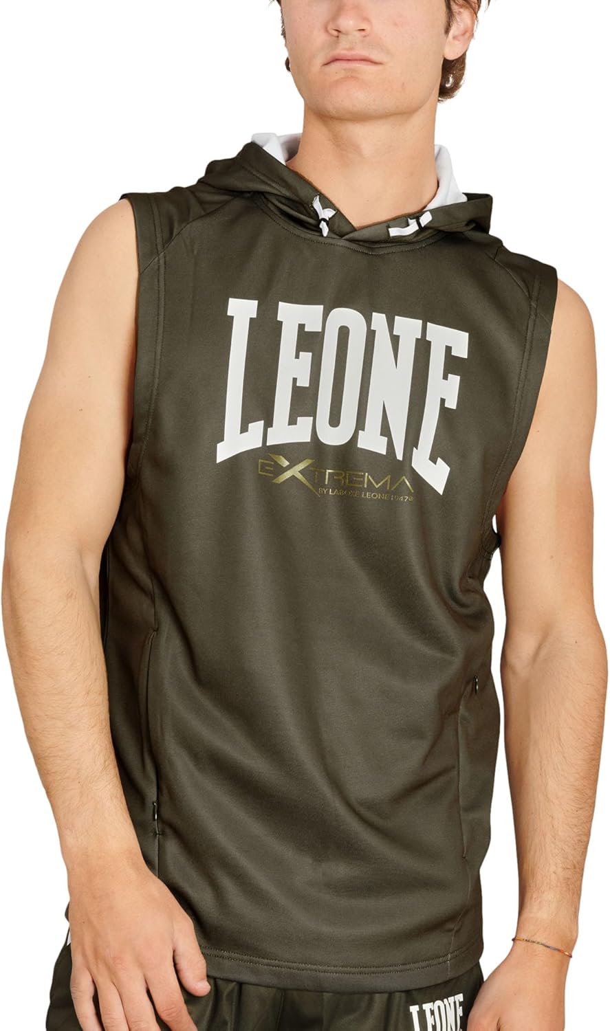 

Толстовка без рукавов с логотипом, капюшоном, без рукавов, унисекс, для взрослых Leone 1947, зеленый