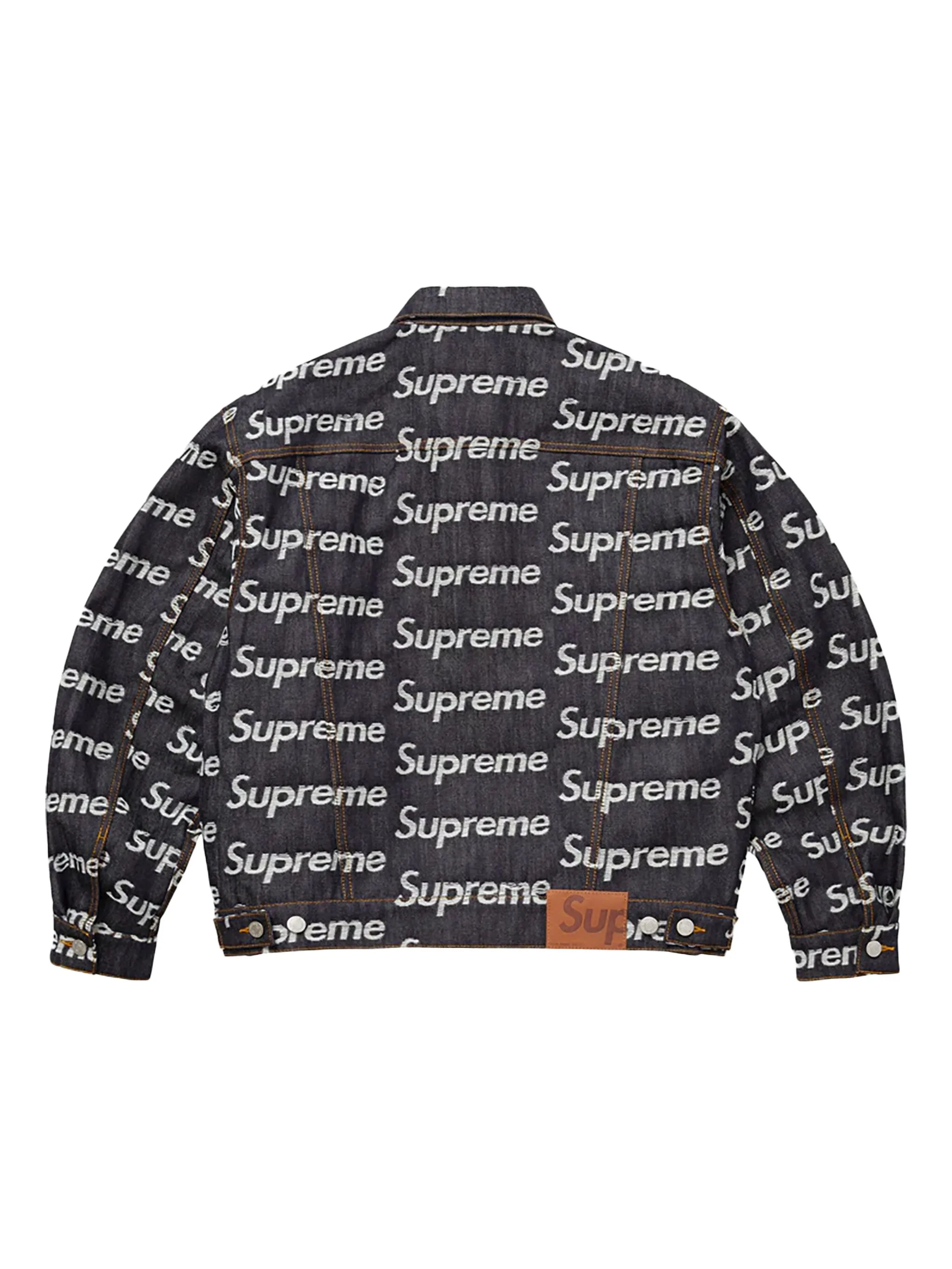 Джинсовая куртка с жаккардовым логотипом Supreme, черный — фото 2