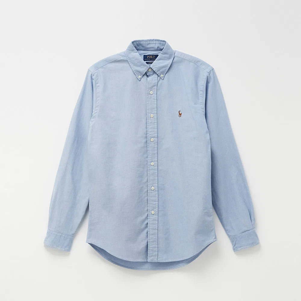 Мужская оксфордская рубашка Custom Fit, синяя, от Polo Ralph Lauren