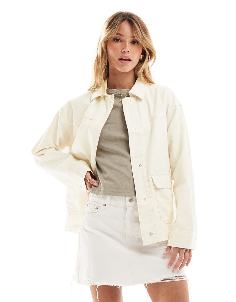 

ASOS DESIGN – рубашка с карманами из хлопкового твила цвета экрю