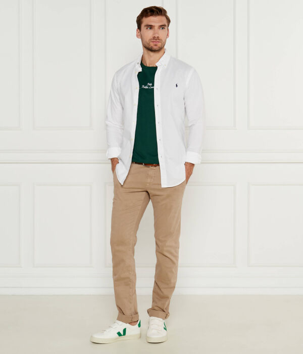 Рубашка мужская Polo Ralph Lauren облегающего кроя с логотипом бренда, белый — фото 2