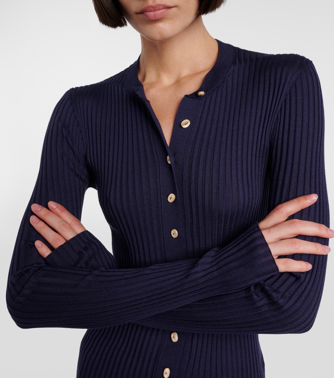 Кардиган из ребристого шелкового джерси Jil Sander, Midnight — фото 4