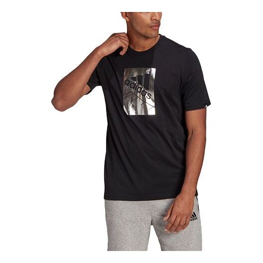 

Футболка adidas M Bx Fl T Logo Printing Sports Gym Round Neck Short Sleeve Black, черный