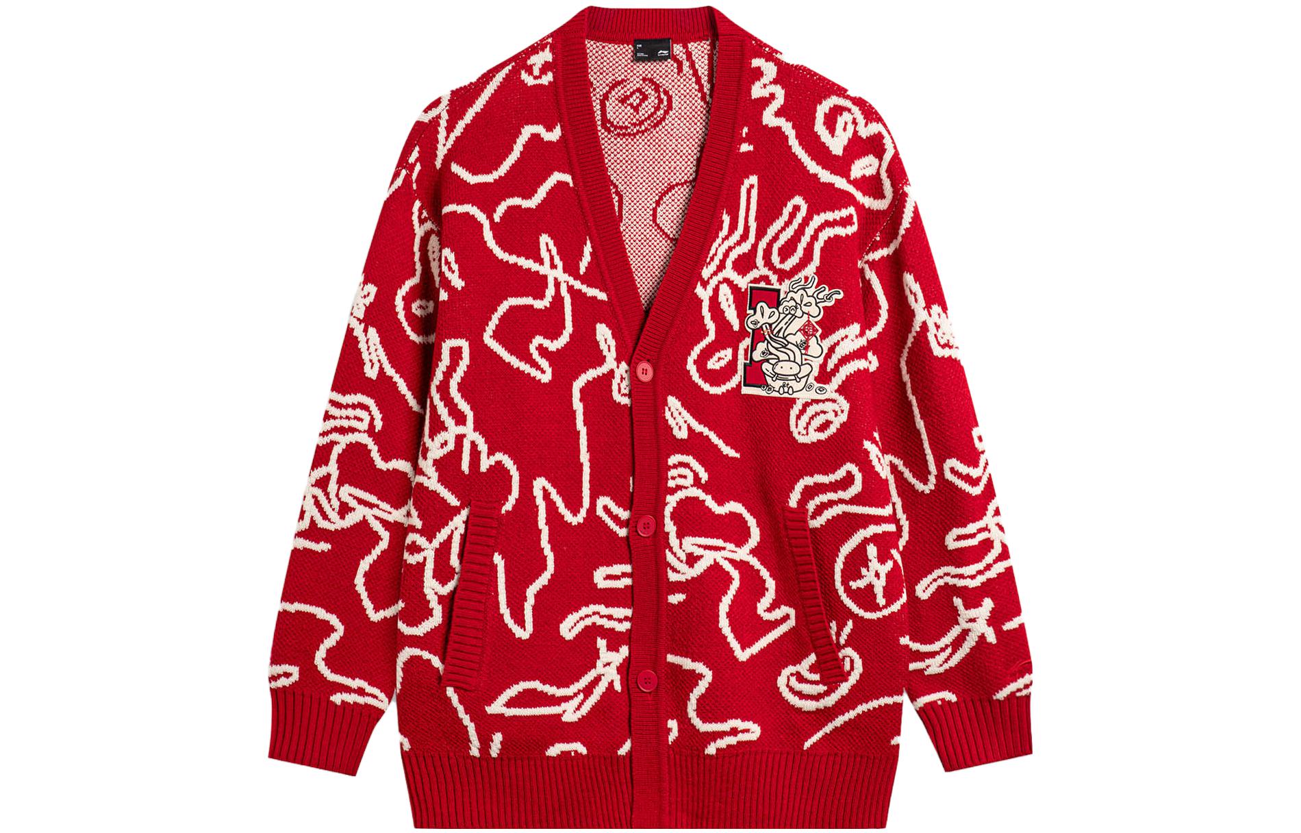 

LiNing CNY Wanshi Green Pine Серия Трикотаж Унисекс Агатово-Красный Полный, Агатово-Красный Сплошной Принт