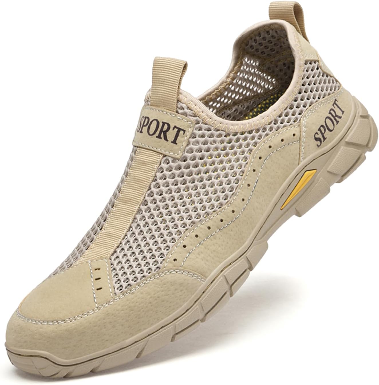 

Мужские кроссовки Crepuscute с сеткой, плоская подошва, легкая носка, дышащие, противоскользящие, для улицы, походов и прогулок, летние пляжные сандалии, повседневная спортивная обувь, желтый