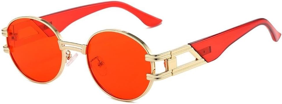 

Модные готические овальные солнцезащитные очки в стиле панк с металлической оправой и защитой от УФ-излучения UV400, круглые солнцезащитные очки для женщин и мужчин KTUCN, Red